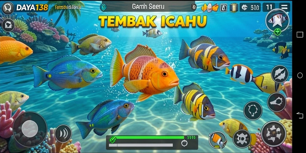 Tangkapan layar utama dari gameplay Tembak Ikan DAYA138 yang penuh aksi.