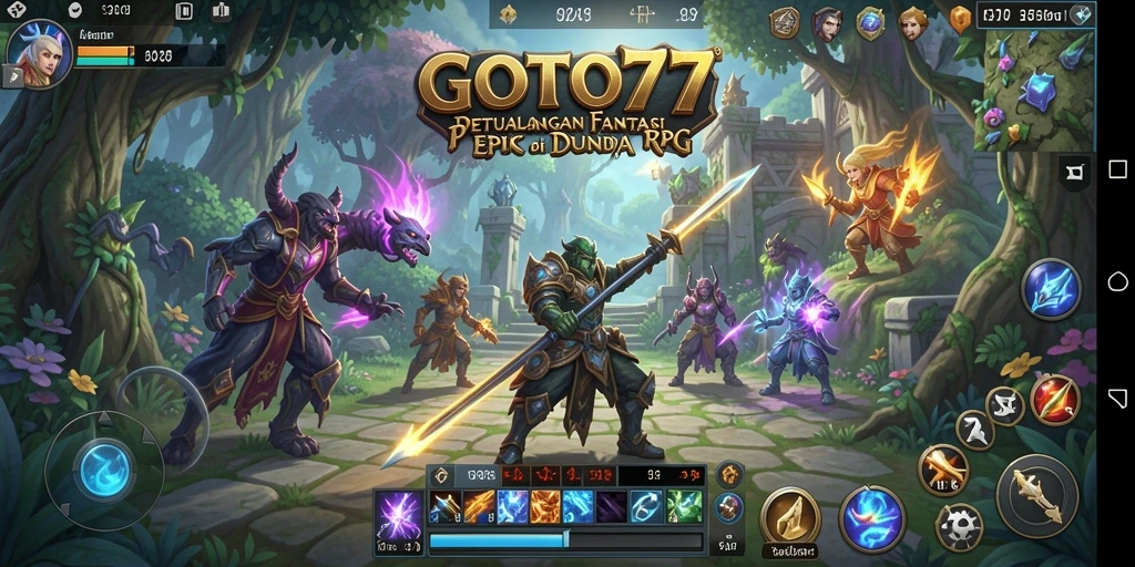Tangkapan layar utama GOTO77 menampilkan aksi seru dalam dunia RPG.
