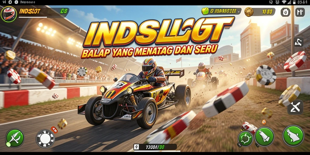 Tampilan gameplay seru dan menegangkan dari INDSLOT saat para pemain berlomba.