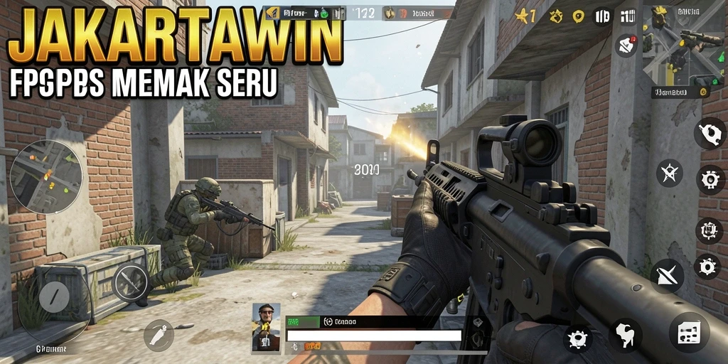 Menampilkan aksi seru dalam gameplay FPS JAKARTAWIN.