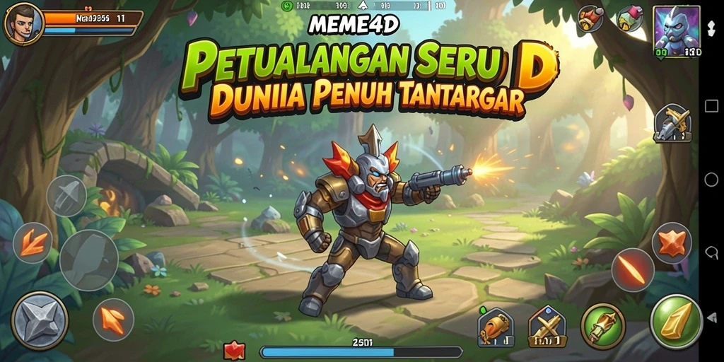 Tampilan gameplay MEME4D yang penuh aksi dan petualangan.