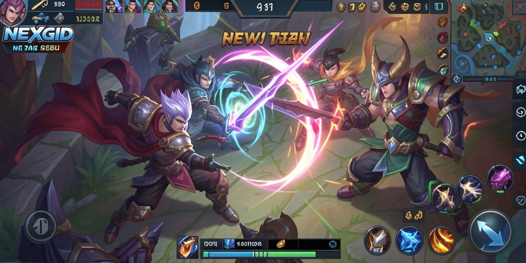 Tangkapan layar menampilkan pertarungan intens dalam game MOBA.