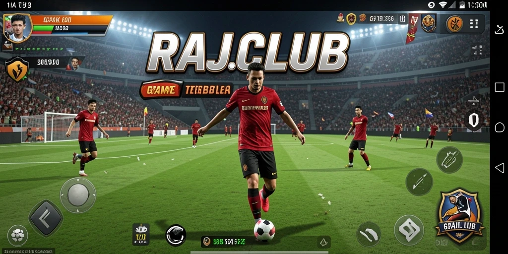 Tampilan seru dalam game sepak bola RAJACLUB.