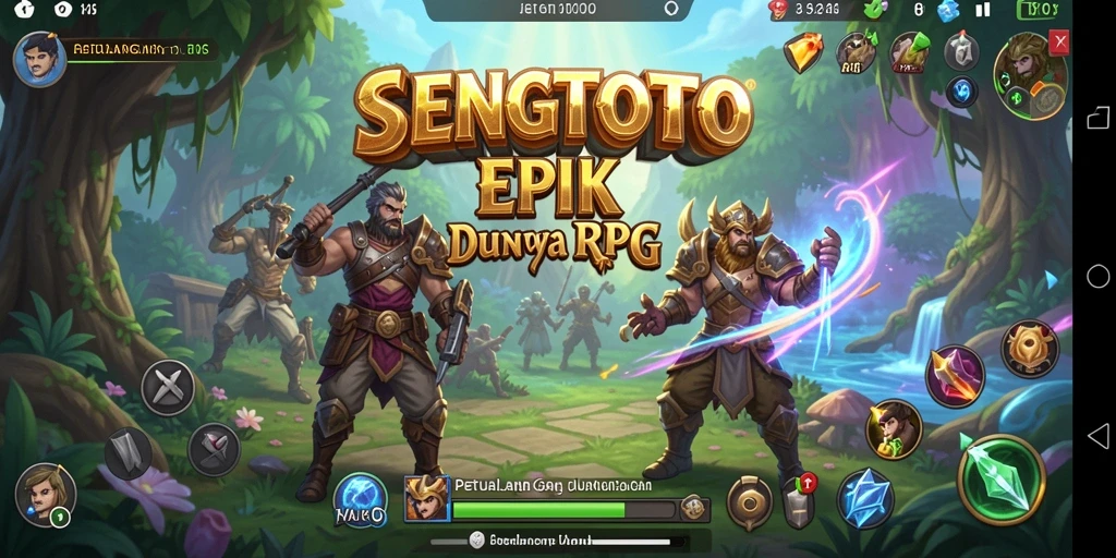 Screenshot utama SENGTOTO menampilkan pertarungan epik dalam permainan RPG.