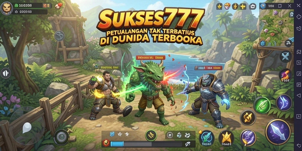 Screenshot SUKSES777 menampilkan karakter utama menjelajahi hutan yang rimbun.