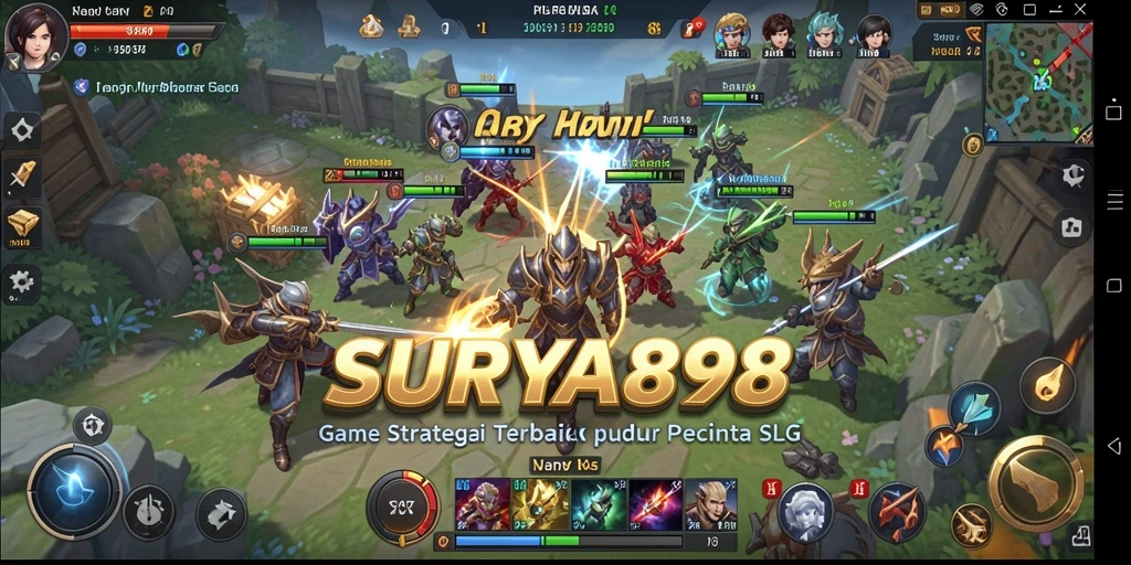 Tangkapan layar gameplay SURYA898 menampilkan strategi dan pembangunan kerajaan.