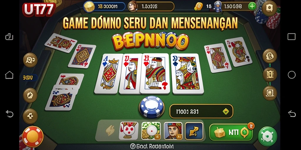 Tampilan menarik gameplay domino di UT77 dengan pemain yang aktif.