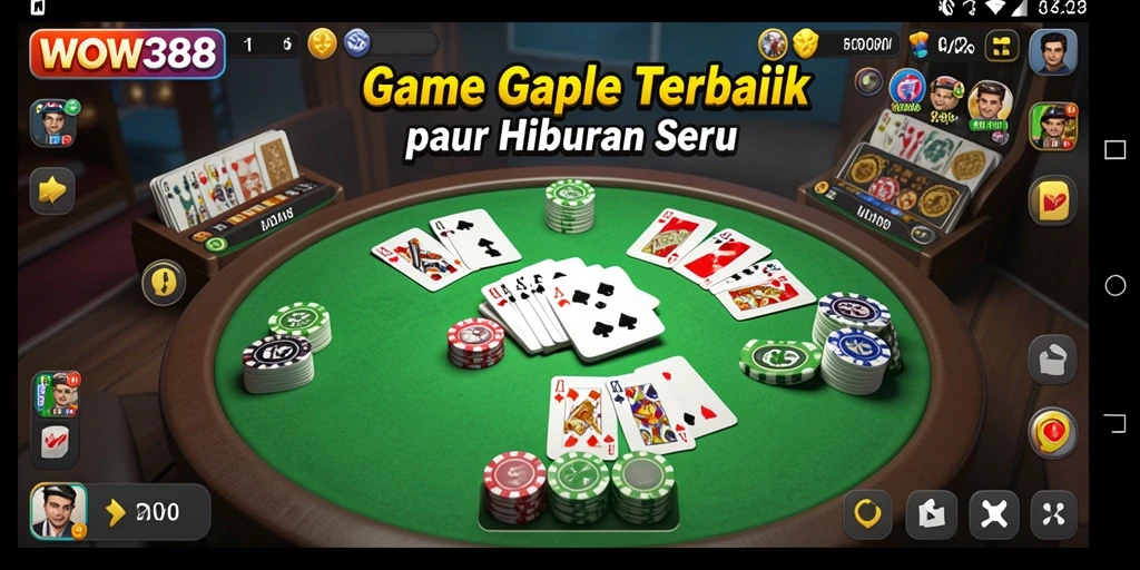 Tampilan gameplay WOW388 yang seru dan interaktif dalam permainan Gaple.